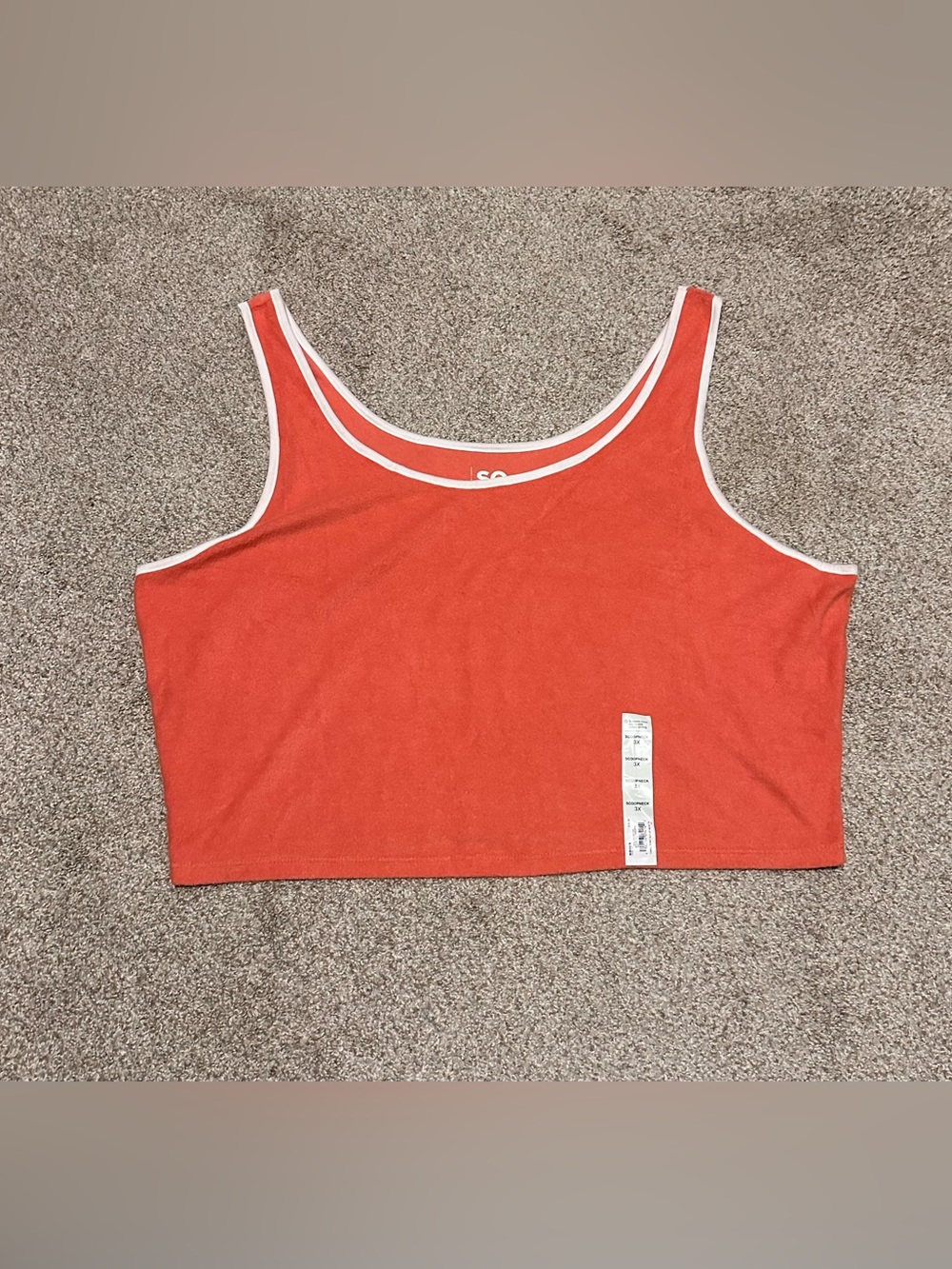SO Coral Crop Tank with White Trim